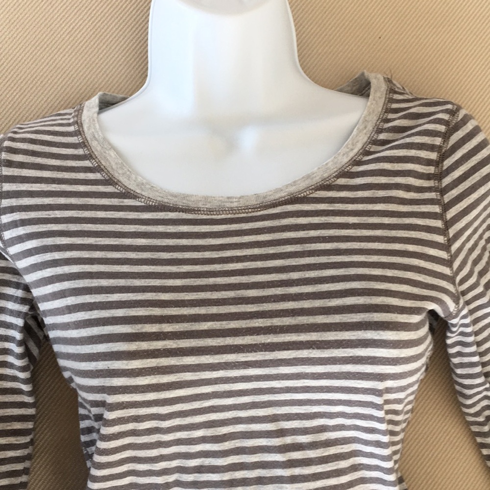Heritage 3/4 sleeve grey striped t-shirt